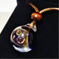 Solar Oracle Galaxy Pendant Necklace – Mystical Cosmic Fire & Planetary Orbit Talisman